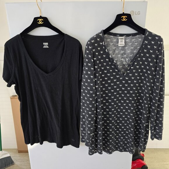 Victoria Secret Shirt Dresses Black M & Neon Green in L T-Shirts L/S Shirt RARE - Picture 1 of 12